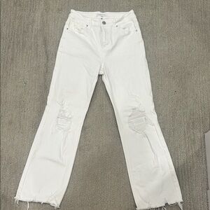 Risen Women's White Distressed Jeans